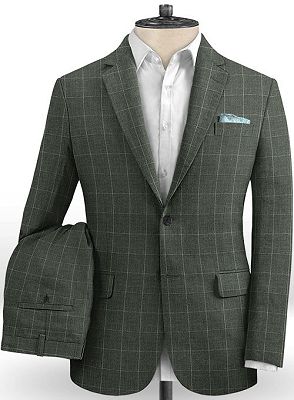 Bespoke Plaid Party Men Suit Set For Boy | Luxury Linen Two Pieces Tuxedo