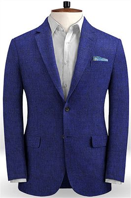 Royal Blue Linen Casual Men Suit 2020 | Summer Beach Prom Tuxedo for Men_1