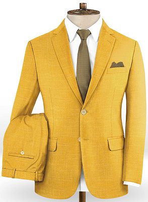 Vintage Yellow British Stylish Male Suit | Newest Prom Outfits with Two Pieces