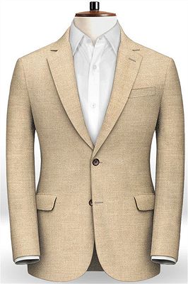 Champagne Formal Linen Wedding Suit | Casual Summer Beach Groom Blazer Tuxedo