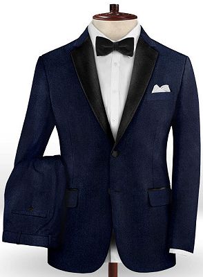 Dark Blue 2 Piece Latest Designs Men Suits | Notched Lapel Slim Fit Tuxedos Online