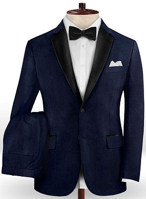 Dark Blue 2 Piece Latest Designs Men Suits | Notched Lapel Slim Fit Tuxedos Online_2