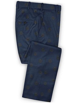 Dark Navy Printed Flower Prom Tuxedo | Fashion Slim Fit Men Suits_3