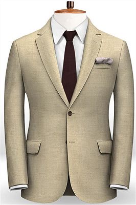 Khaki Wedding Groom Men Suits | Slim Fit Checker Tuxedo for Men