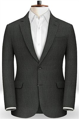 Black Notched Lapel Men Suits | Striped Formal Business Tuxedo for Men_1