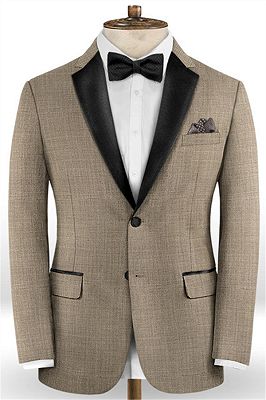 Khaki Slim Fit Men Suits Online | Fashion Black Lapel Tuxedo for Men_1