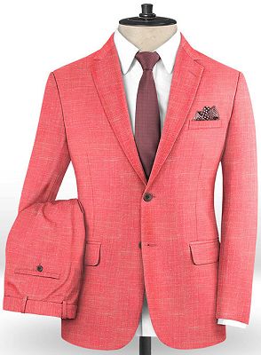 Latest Design Summer Orange Linen Men Suit | Two Pieces Notched Lapel Tuxedo