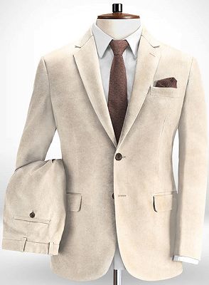 Light Champagne Formal Business Men Suits | Fashion Corduroy Prom Tuxedos Online_2