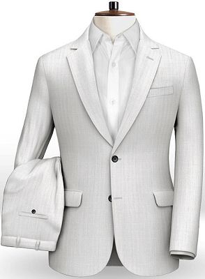 Summer White Linen 2 Piece Men Suits | Groom Wedding Tuxedo Bridegroom Outfit Casual_2
