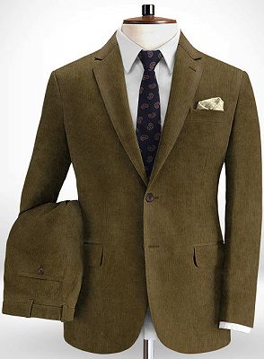 Chocolate Slim Fit Prom Suits for Men | Corduroy Tuxedo Online_2