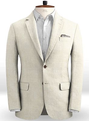 Beach Ivory Linen Men Suits Wedding Suits | Slim Fit Casual Groom Prom Tuxedos_1