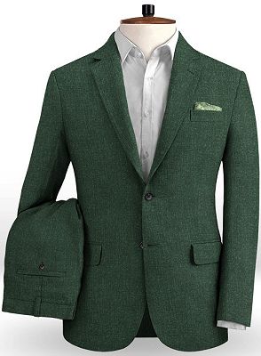 Dark Green Two Buttons Prom Outsfits | Notched Lapel Men Suits Online_2