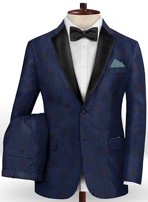 Navy Blue Suits Groom Tuxedos | Gentle Groomsmen Best Man Blazers 2 Pieces Jacket Pants Vest_2