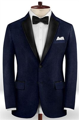 Dark Blue 2 Piece Latest Designs Men Suits | Notched Lapel Slim Fit Tuxedos Online