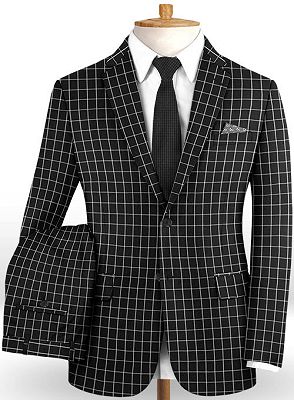 2 Piece Gentlemen Classic Business Suits | Men Slim Fit Vintage Plaid Tuxedo