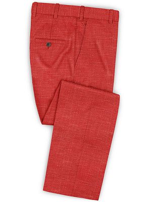 Summer Red Linen Men Suits Set | 2 Piece Prom Wear Tuxedo for Men_3