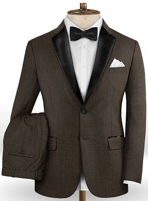 Chocolate Business Formal Men Suits | Black Lapel Tuxedo Online