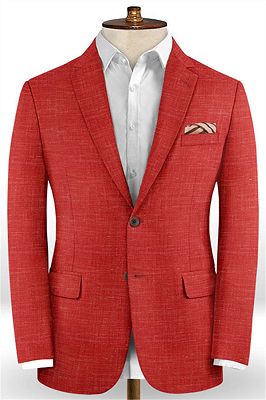 Summer Red Linen Men Suits Set | 2 Piece Prom Wear Tuxedo for Men_1