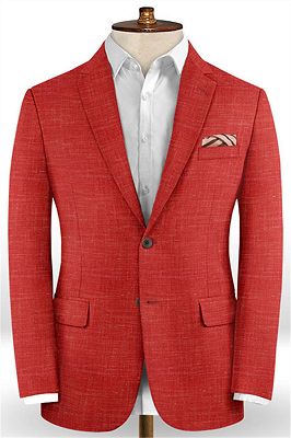 Summer Red Linen Men Suits Set | 2 Piece Prom Wear Tuxedo for Men