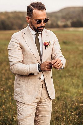 Party Linen Wedding Suit | Casual Summer Beach Groom Slim Fit Suit Tuexedos_4