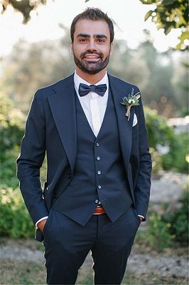 Costume 3 Pieces Dark Navy Notched Lapel Men Suits | Wedding Suits For Men Slim Fit Mens Prom Tuxedos