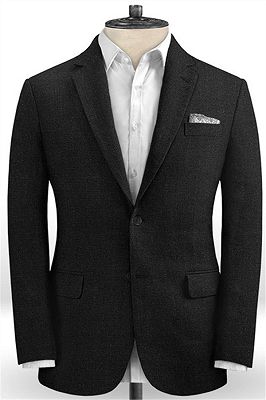 Slim Fit Black Linen Groom Tuxedos | Men Suits for Wedding Latest Desgins_1