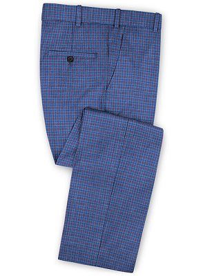 Skinny Blue Plaid Men Suits | Fashion Notched Lapel Tuxedo for Men_3