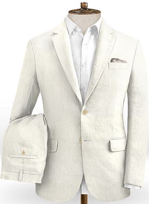 Linen Ivory Beach Wedding Suits 2 Pieces | Luxury Suit Party Dress Men Suit Set For Boy