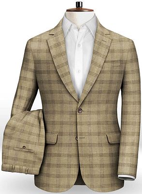 Fashion Plaid Two Pieces Men Suits | Slim Fit Business Tuxedo_2