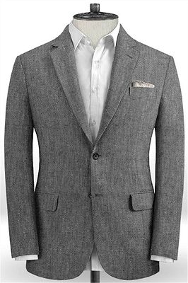 Grey Linen Men Blazer Suits | Beach Wedding Groom Tuxedo Online_1