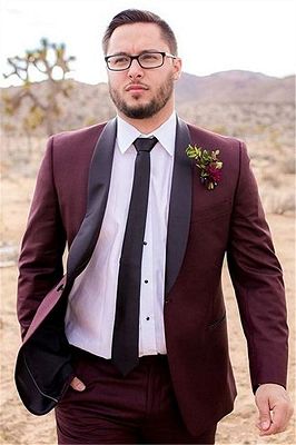 Handsome Burgundy Mens Suit Groom Suit | Wedding Suits For Best Men Slim Fit Groom Tuxedos_3