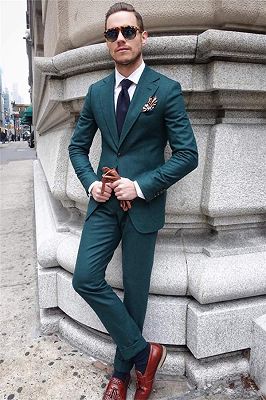 Hunter Green Slim Fit Prom Tuxedos | Two Pieces Groom Formal Suits for Men
