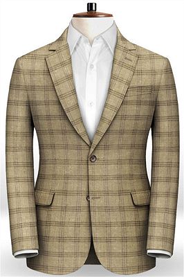Fashion Plaid Two Pieces Men Suits | Slim Fit Business Tuxedo_1