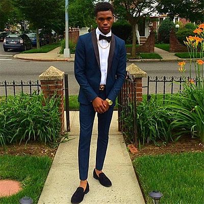 Navy Blue Stylish Two Piece Men Suit for Prom_2