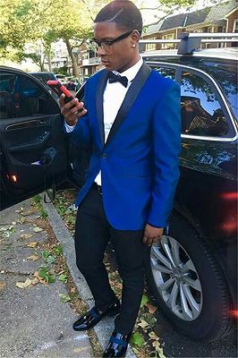 Handsome Royal Blue Men Suit | One Button Shawl Lapel Prom Outfit_1