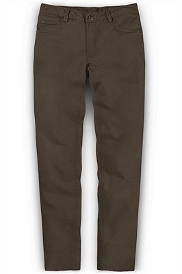 Fashion Brown Slim Zipper Fly Mid Waist Male Casual Pants_1
