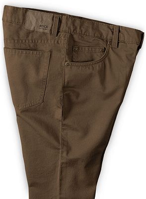 Brown Boyfriend Solid Color Zipper Fly Mens Pants_3