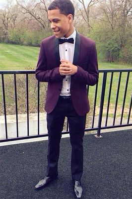 Stylish Purple Men Suits | Slim Fit Fit Prom Suit with Black Lapel