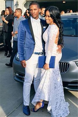Blue Velvet Prom Suits | Slim Fit Men Suit with One Button