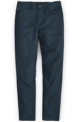 Latest Design Dark Blue Zipper Fly Casual Pants Mens Designer Trousers_1