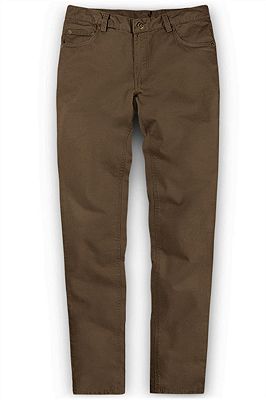 Brown Boyfriend Solid Color Zipper Fly Mens Pants