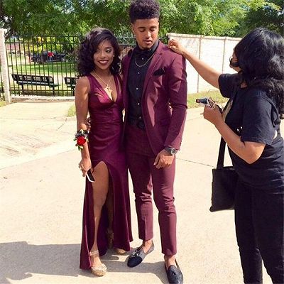 Bespoke Burgundy Two-Piece Slim Fit Prom Men Suits Online_2