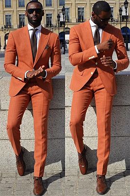 Orange Slim Fit Men Suit | Peaked Lapel Prom Suits