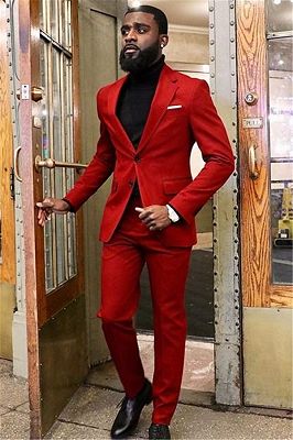 New Arrival Red Two Piece Slim Fit Prom Men Suit_1