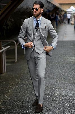 Bespoke Formal Mens Suits | Regular Grey Three-Piece Business Suits