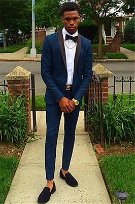 Navy Blue Stylish Two Piece Men Suit for Prom_1