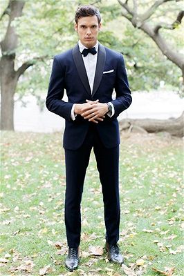 Blue Shawl Lapel Bespoke Wedding Tuxedo | Two Pieces Slim Fit Men Suits Online_1