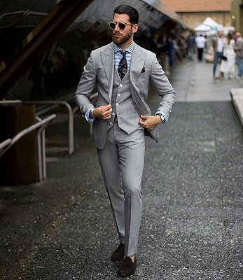 Bespoke Formal Mens Suits | Regular Grey Three-Piece Business Suits_2