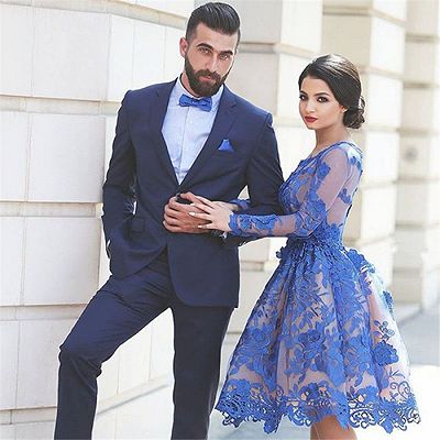 Dark Navy Slim Fit Men Suit | Two Piece Notched Lapel Prom Suit_2