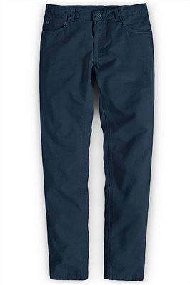 Navy Blue Male Business Pants with Zipper Fly_1